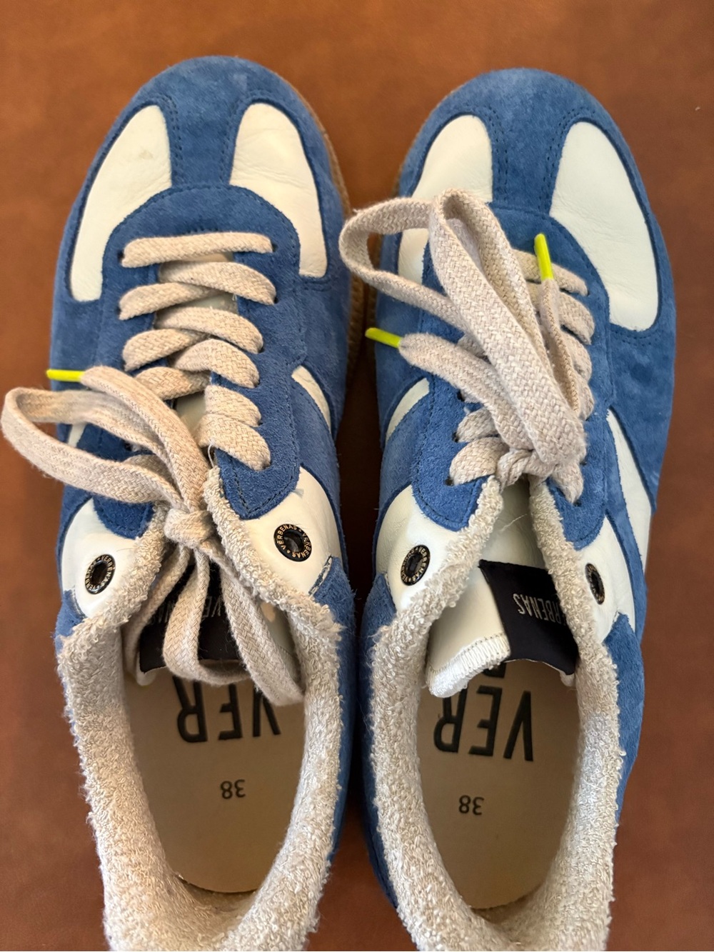 VERBENAS Blue and White Suede Sneakers - Comfortable Lace-Up Shoes